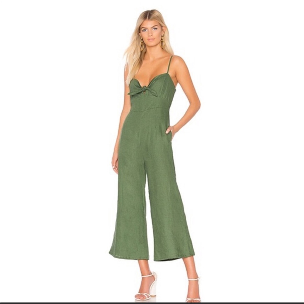 Green Linen Faithfull the Brand Presley jumpsuit
